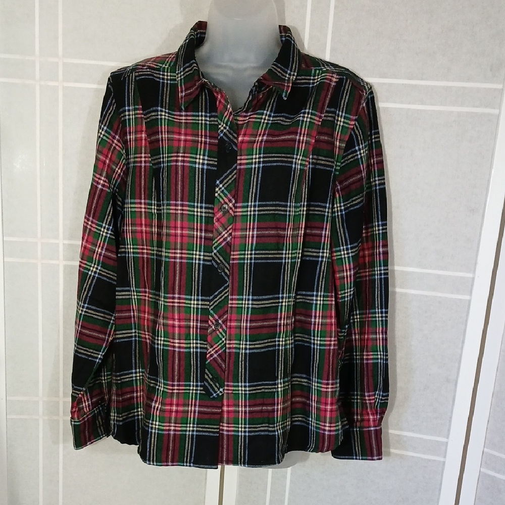 Pendleton Plaid Button Down Shirt - Black, Pink, … - image 1